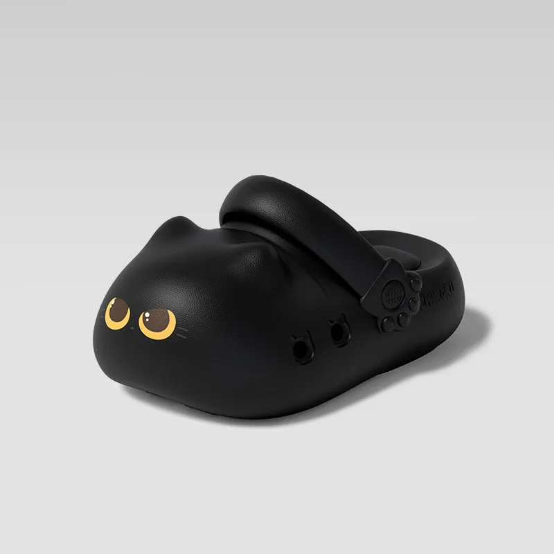 Unisex Size 36-45 Cute Calico Cat Paw Clogs for Women Men Platform Kitten Shoes with Paw Print Bottom Non-slip Eva Beach Slipper