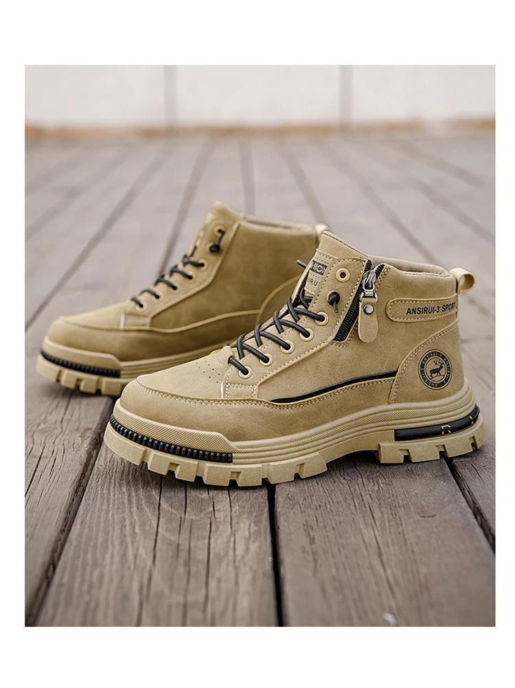 Men's Workwear High-Top Boots | Non-Slip Lace-Up Outdoor Sneakers