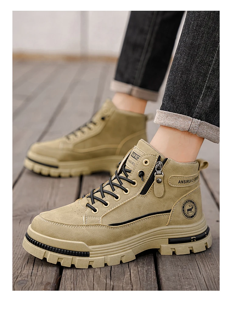 Men's Workwear High-Top Boots | Non-Slip Lace-Up Outdoor Sneakers