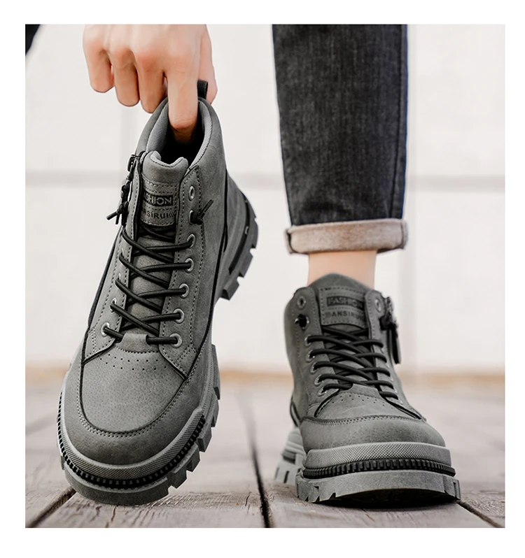 Men's Workwear High-Top Boots | Non-Slip Lace-Up Outdoor Sneakers