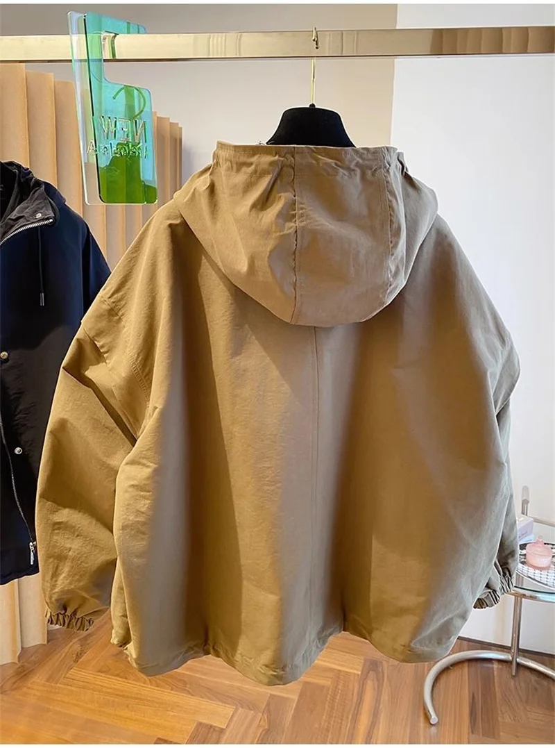 Summer Women Thin Jacket 2026 New Casual Short Jacket Top Loose Breathable Drawstring windbreaker Hooded Sun Protection Clothes