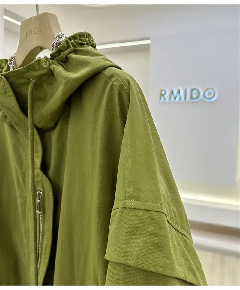 Summer Women Thin Jacket 2026 New Casual Short Jacket Top Loose Breathable Drawstring windbreaker Hooded Sun Protection Clothes