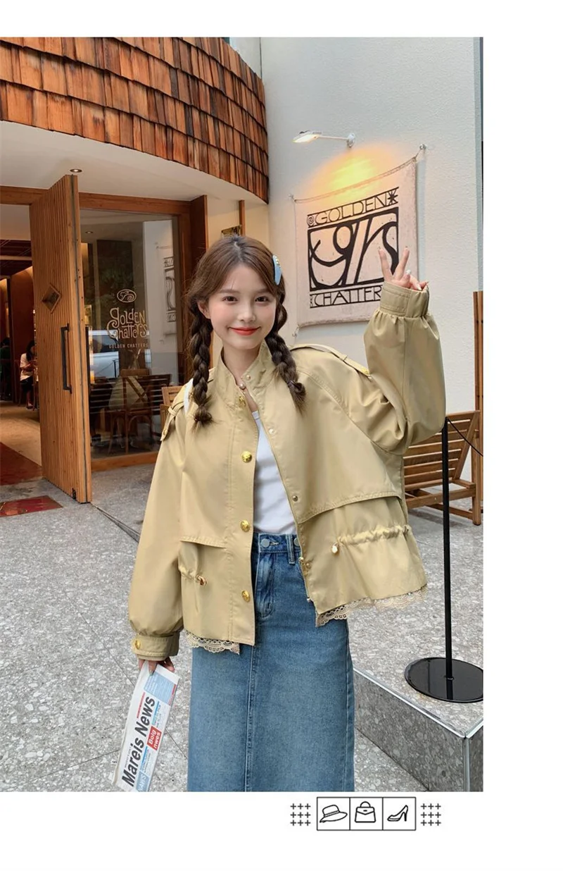 2026 Autumn New Short Windbreaker Jackets Women Trench Coat Female Casual Korean Fashion High-end All-match Outerwear Top Lady