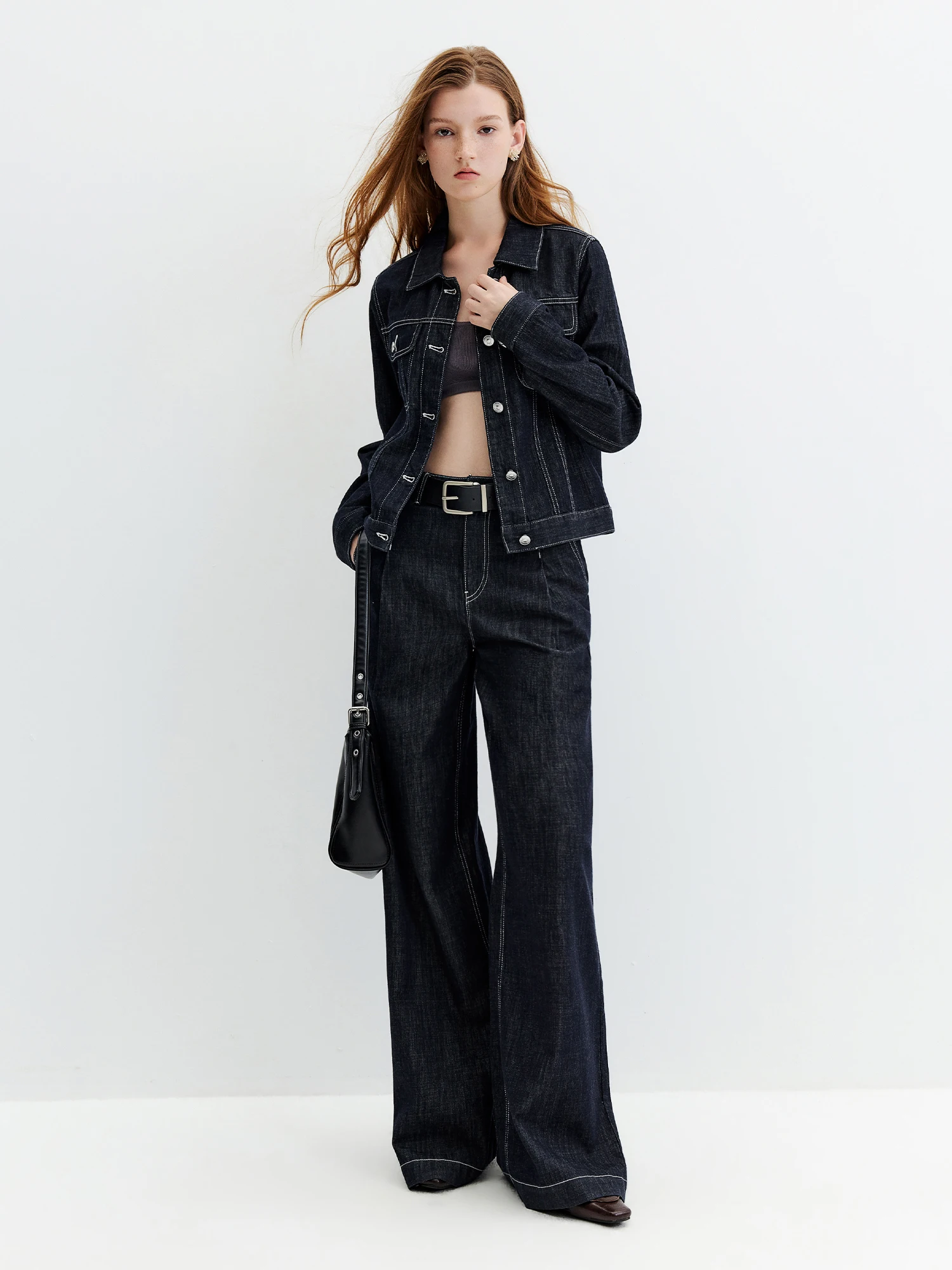 FSLE【Premium Series】Vintage Y2K Denim Jacket Jeans Set Slim Trucker Coat Straight Leg Jeans Co-ord for Retro Street Chic Style