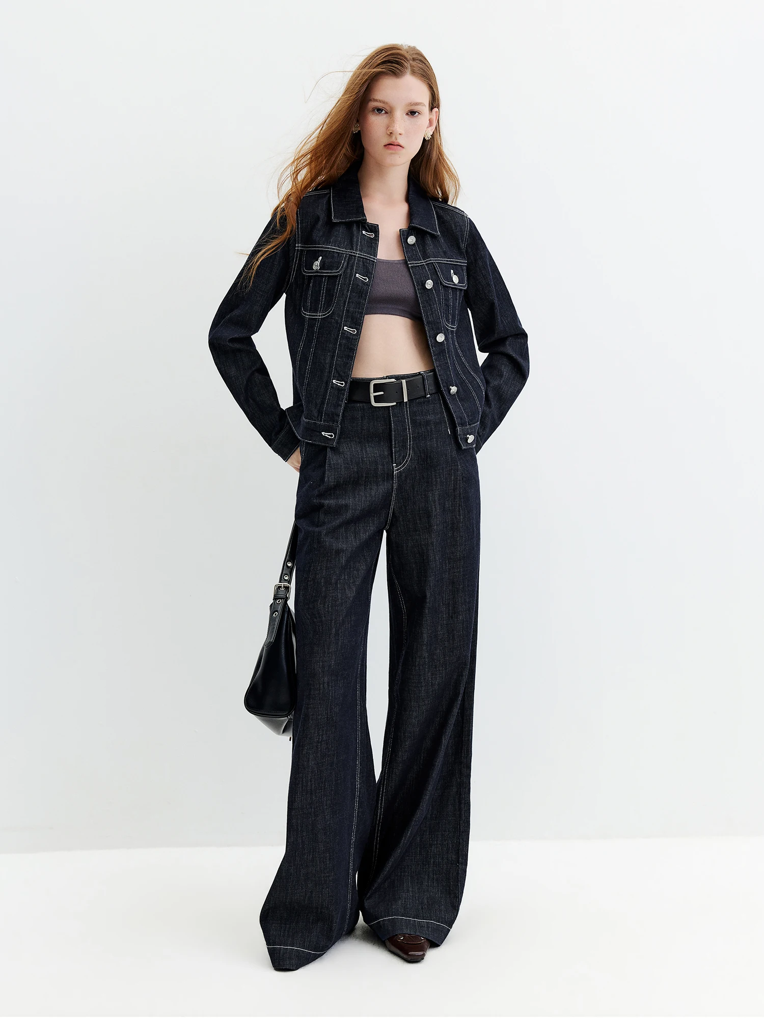 FSLE【Premium Series】Vintage Y2K Denim Jacket Jeans Set Slim Trucker Coat Straight Leg Jeans Co-ord for Retro Street Chic Style