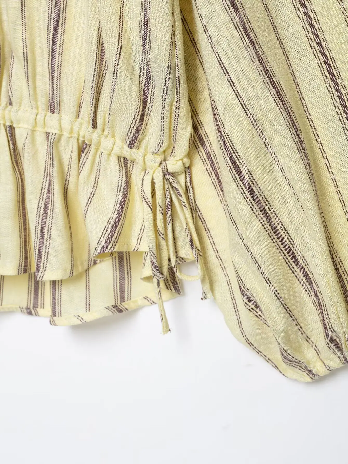 BSAY 2026 Women Striped Stand Collar Jacket Detachable Shoulder Button Coat Drawstring Hem Long Sleeve Casual Loose Outerwear