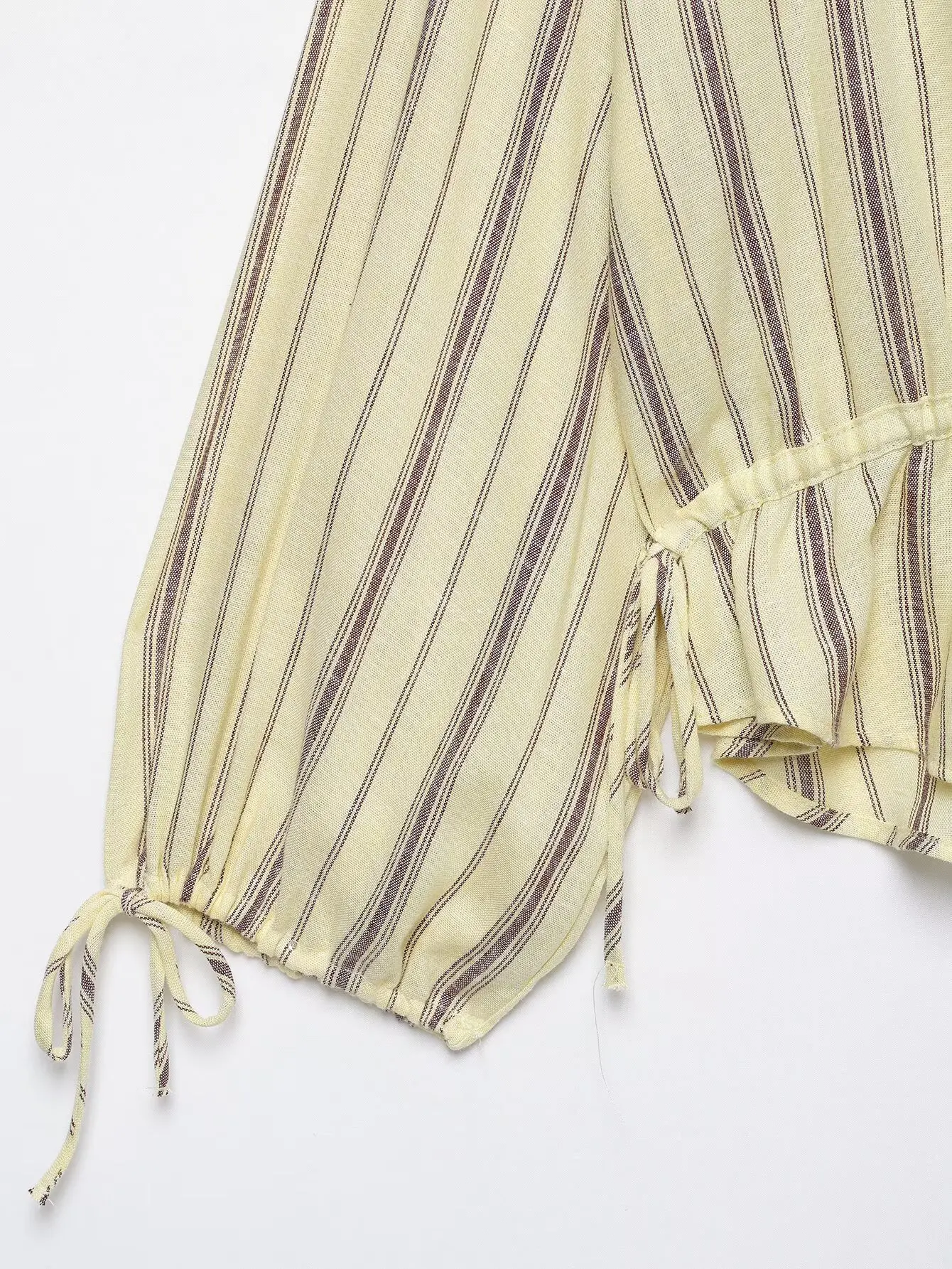 BSAY 2026 Women Striped Stand Collar Jacket Detachable Shoulder Button Coat Drawstring Hem Long Sleeve Casual Loose Outerwear