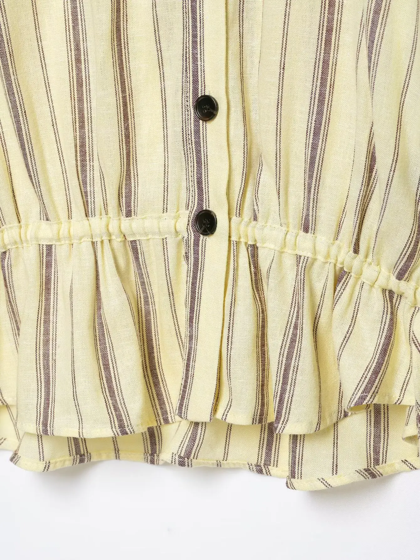 BSAY 2026 Women Striped Stand Collar Jacket Detachable Shoulder Button Coat Drawstring Hem Long Sleeve Casual Loose Outerwear