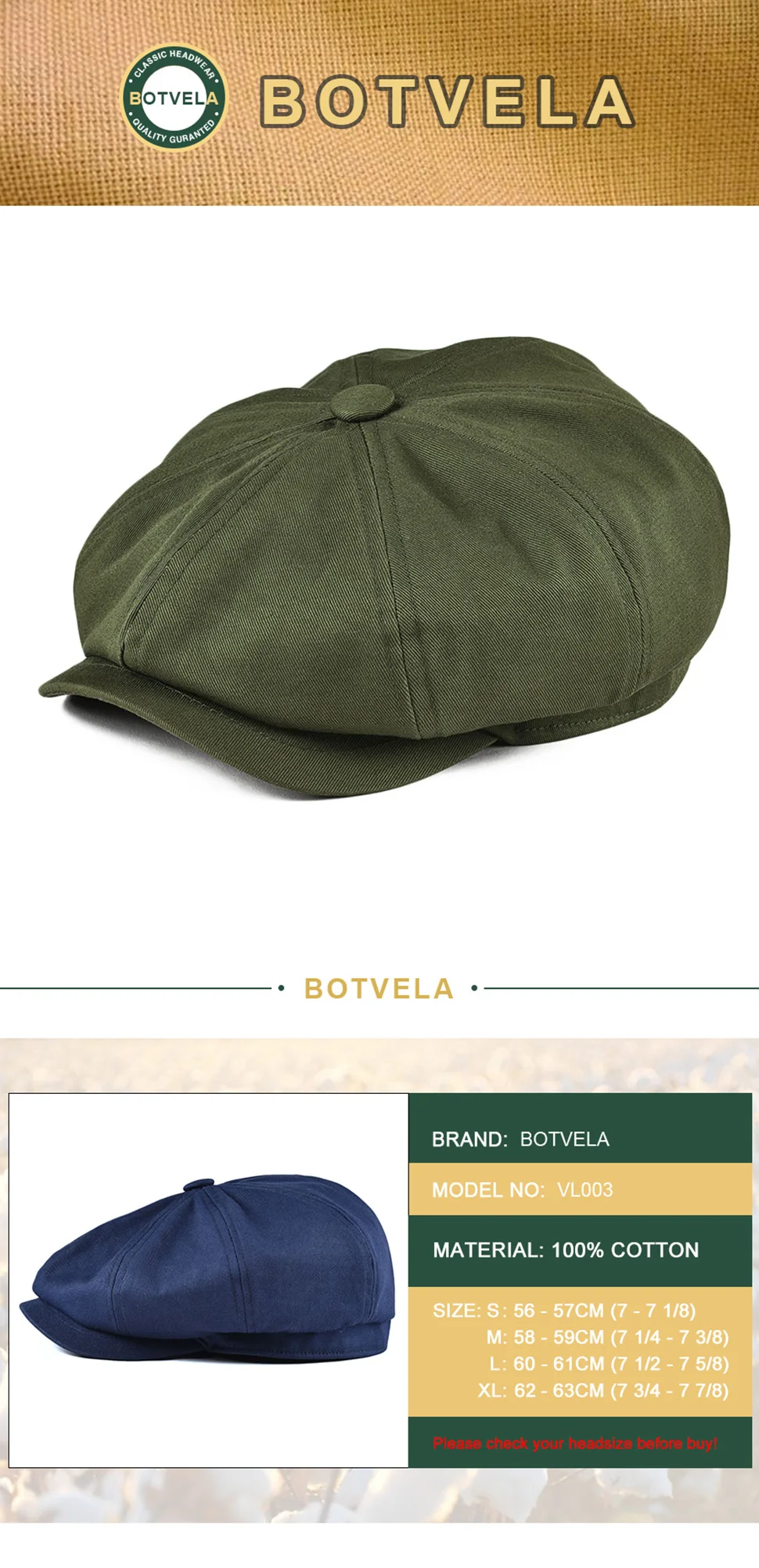 BOTVELA Newsboy Cap Men's White Twill Cotton Hat Women's Baker Boy Caps Retro Big Headpiece Large Hat Cabbie Apple Beret Driver