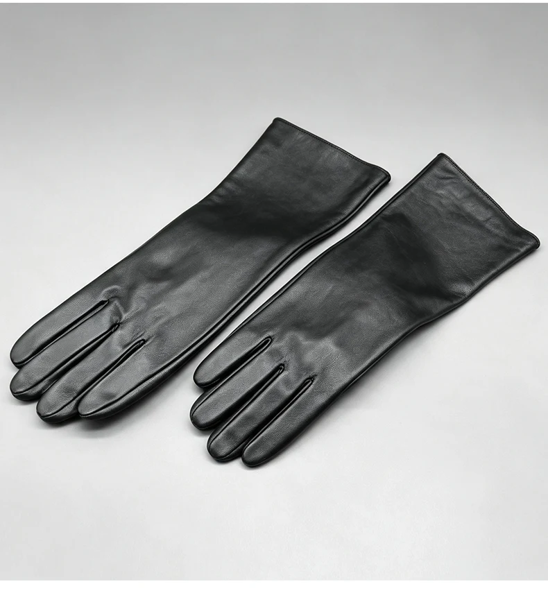 Men's 40cm Long Gloves Made of First-Layer Sheepskin, Thin Style for Spring and Autumn, Fashionable and Versatile for Parties, Touch Screen Compatible