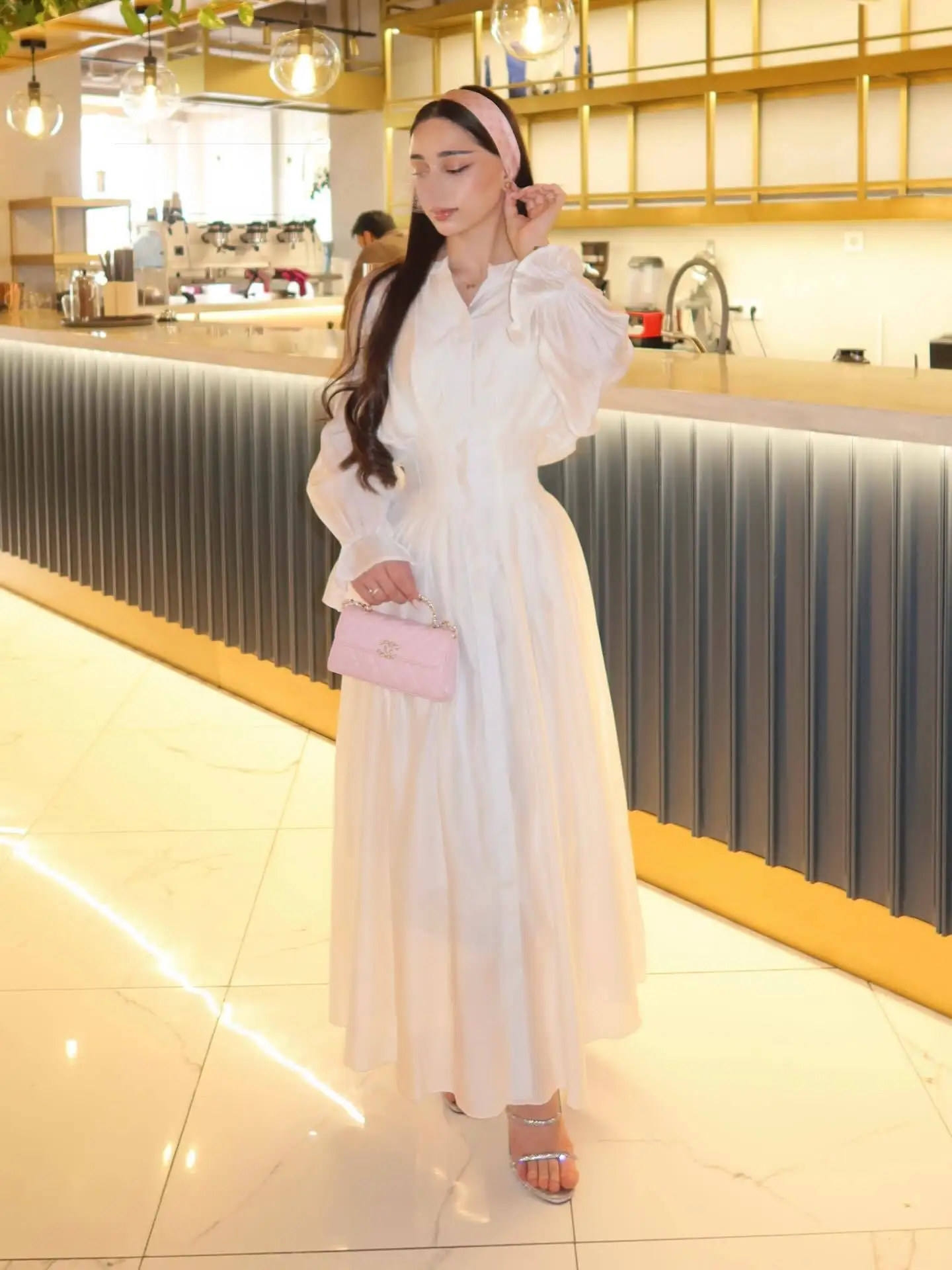 White Long Dress Women Shirt Dresses A Line Vestidos Y2k Streetwear V Neck Flare Sleeve Elegant High Waist Party Night Work 2026