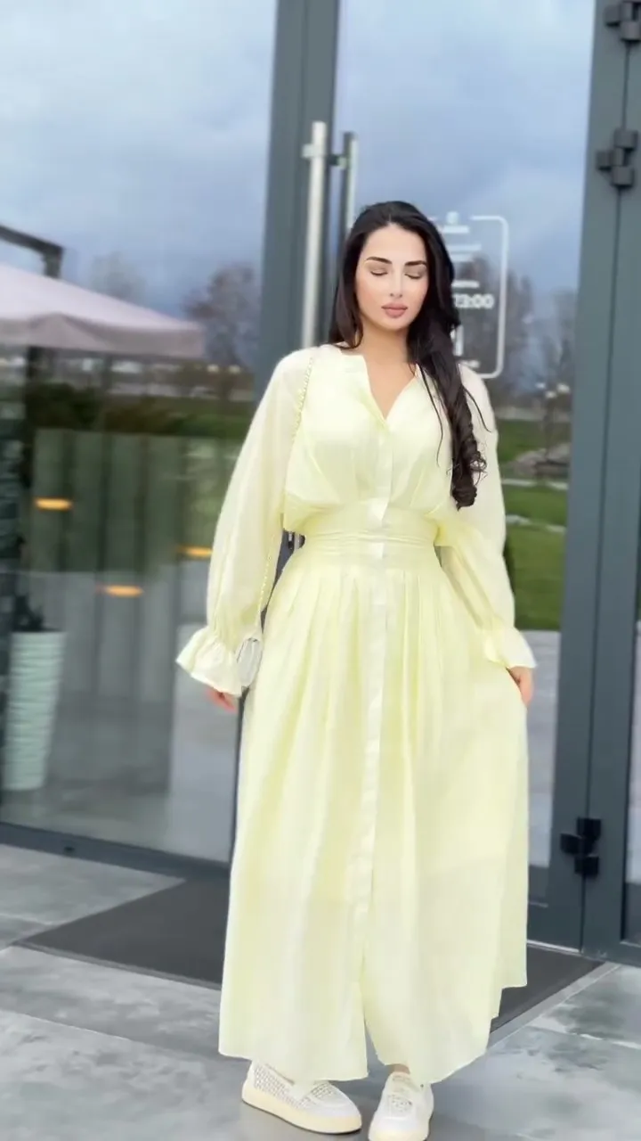 White Long Dress Women Shirt Dresses A Line Vestidos Y2k Streetwear V Neck Flare Sleeve Elegant High Waist Party Night Work 2026