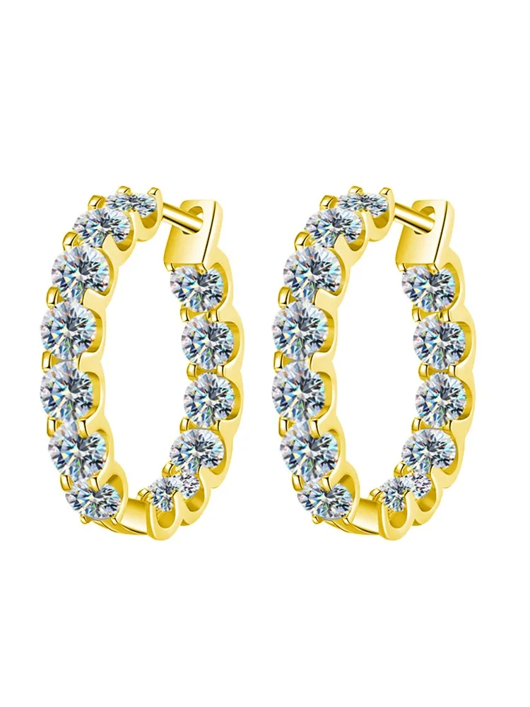 Gorgeous 0.1ct Real Moissanite Diamond Round Earrings Wedding Fashion Hoop Earring for Women Wedding Jewelry