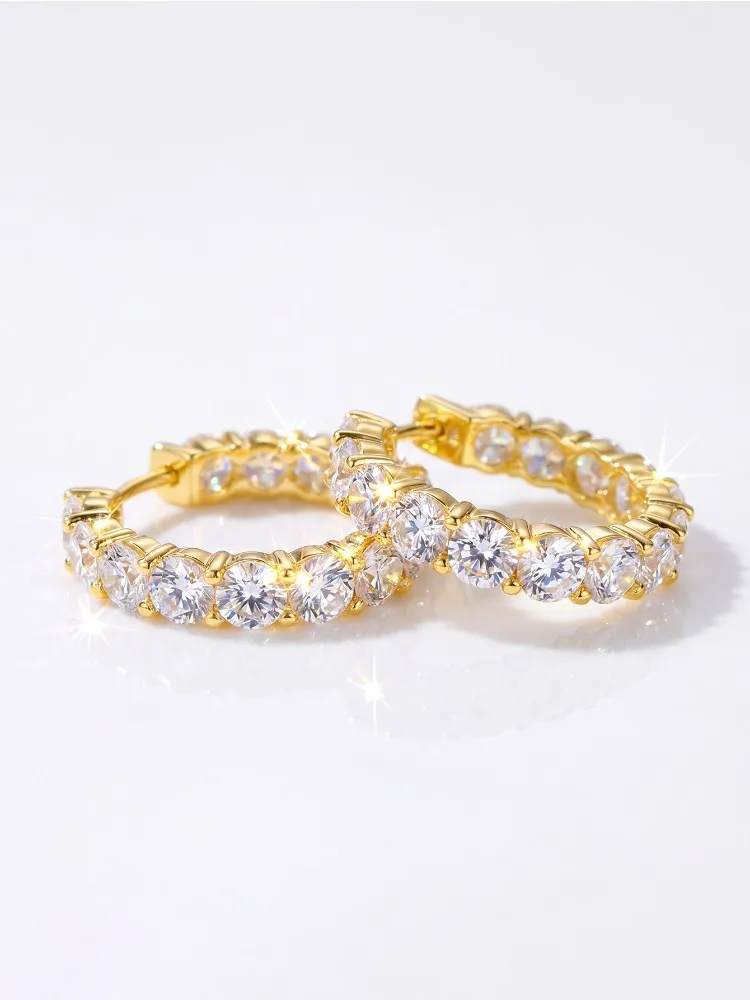 Gorgeous 0.1ct Real Moissanite Diamond Round Earrings Wedding Fashion Hoop Earring for Women Wedding Jewelry