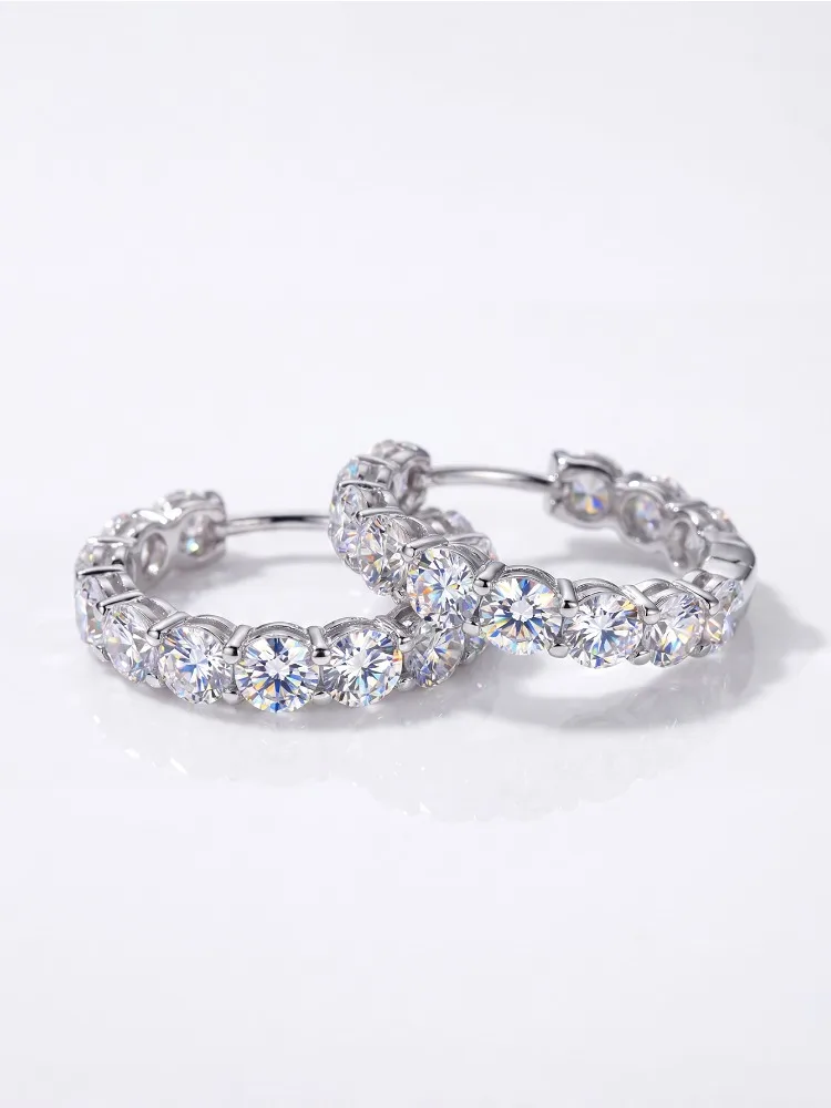 Gorgeous 0.1ct Real Moissanite Diamond Round Earrings Wedding Fashion Hoop Earring for Women Wedding Jewelry
