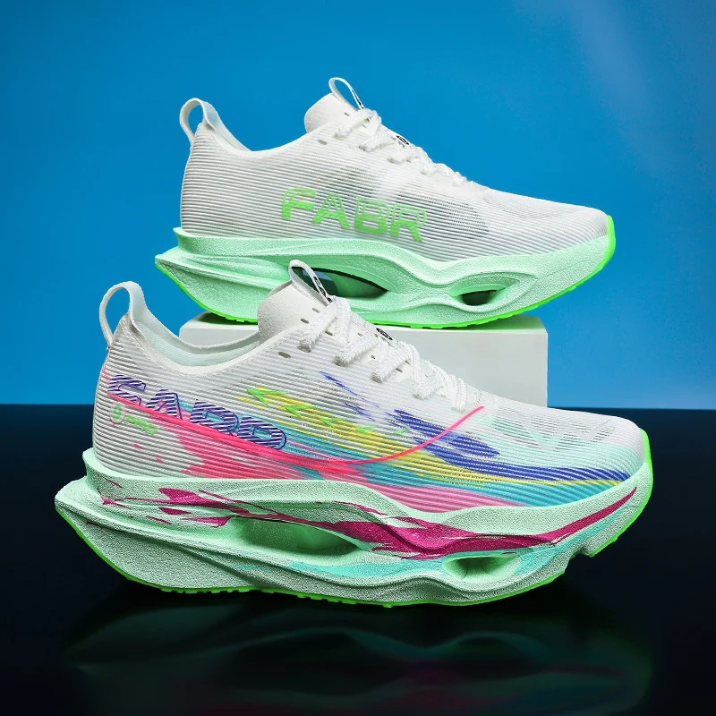 Men Running Shoes Carbon Board Professional Marathon Sports Breathable Lightweight Woman Comfortable Athletic Original Sneakers