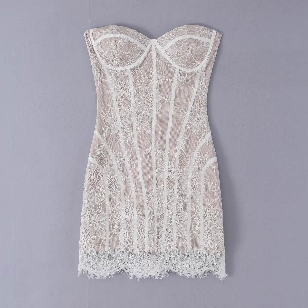 Sexy Women Lace Strapless Bodycon Party Mini Dresses