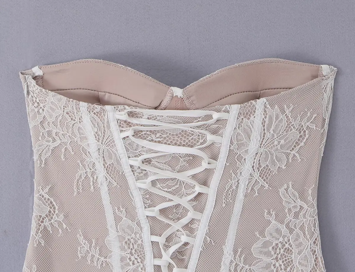 Sexy Women Lace Strapless Bodycon Party Mini Dresses