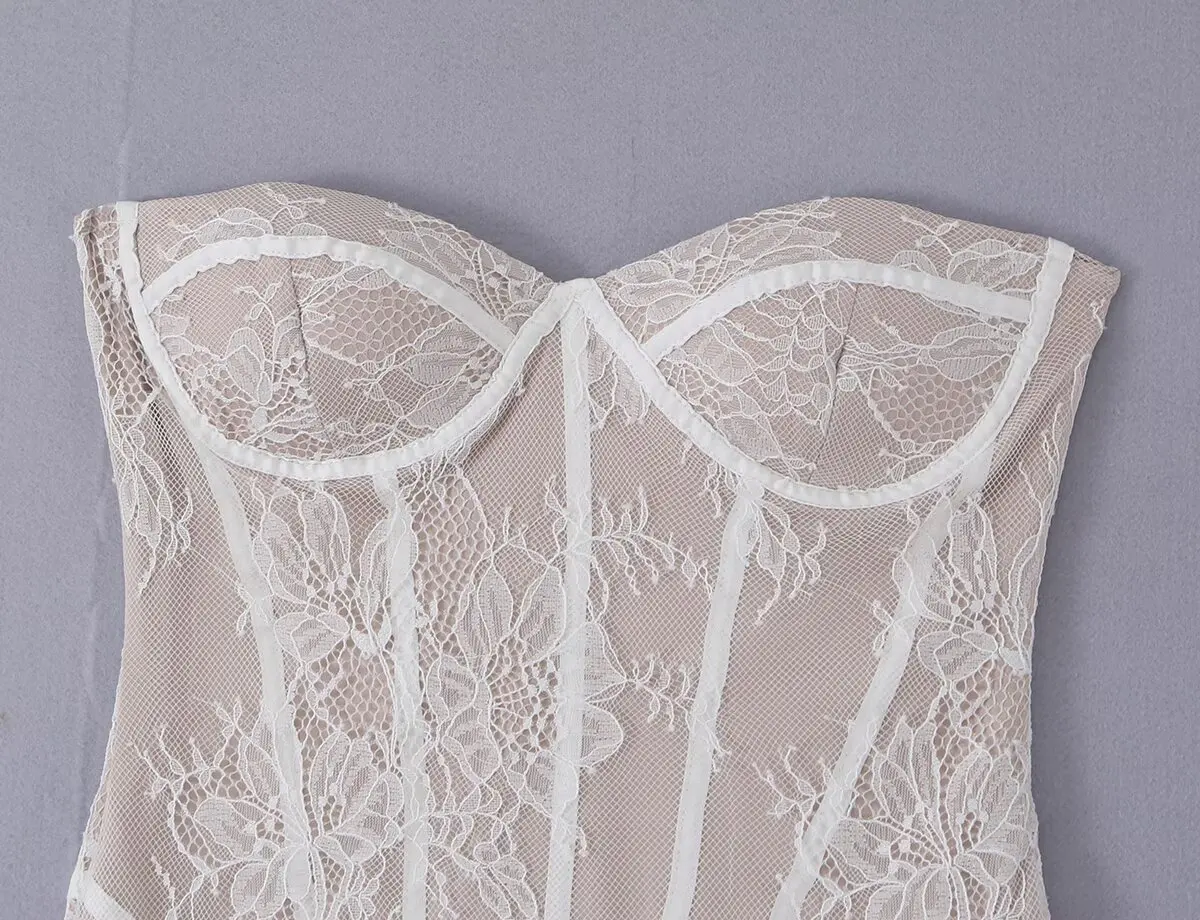Sexy Women Lace Strapless Bodycon Party Mini Dresses