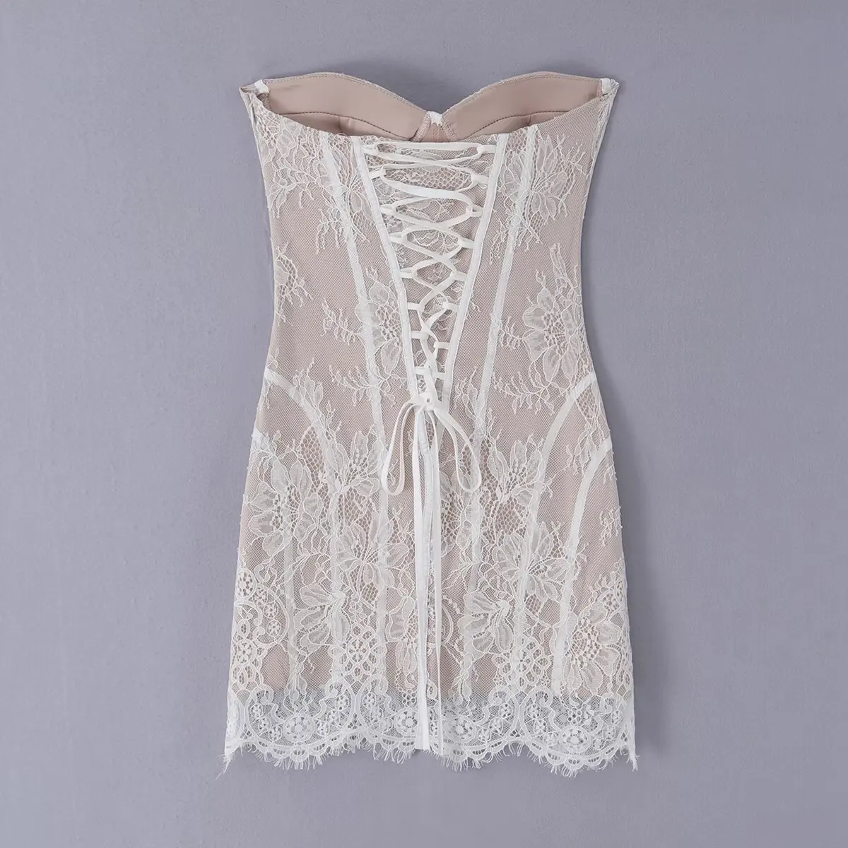 Sexy Women Lace Strapless Bodycon Party Mini Dresses