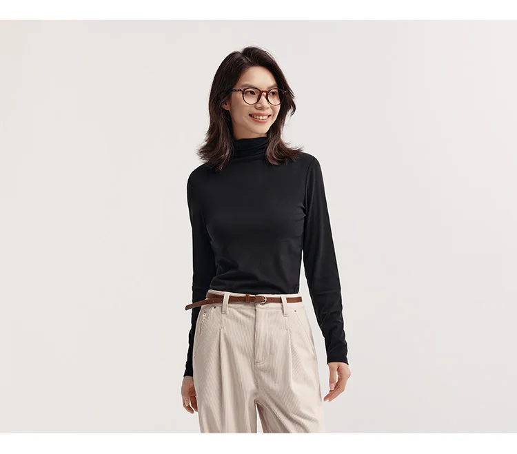Semir Women Tshirt Thermal Antibacterial Half Turtleneck Solid Slim Fit Long Sleeve 2026 Everyday Layering Base Top
