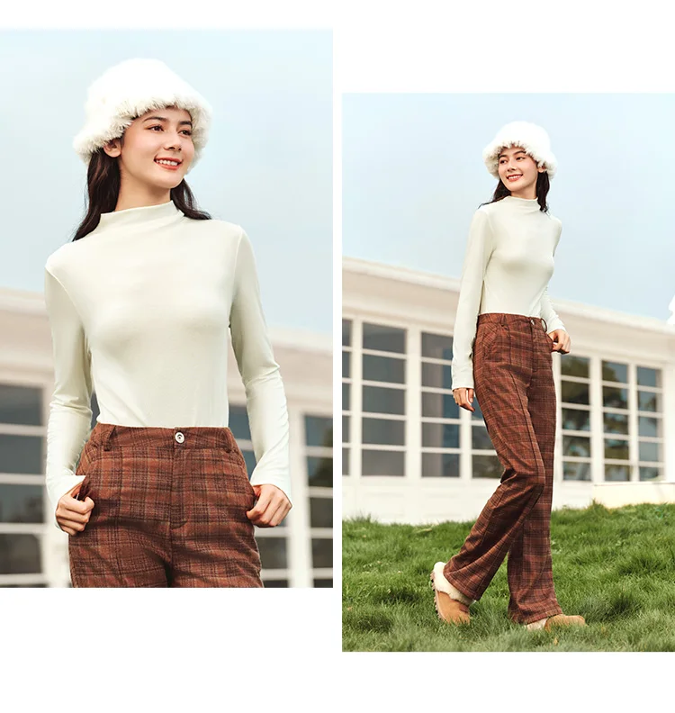 Semir Women Tshirt Thermal Antibacterial Half Turtleneck Solid Slim Fit Long Sleeve 2026 Everyday Layering Base Top