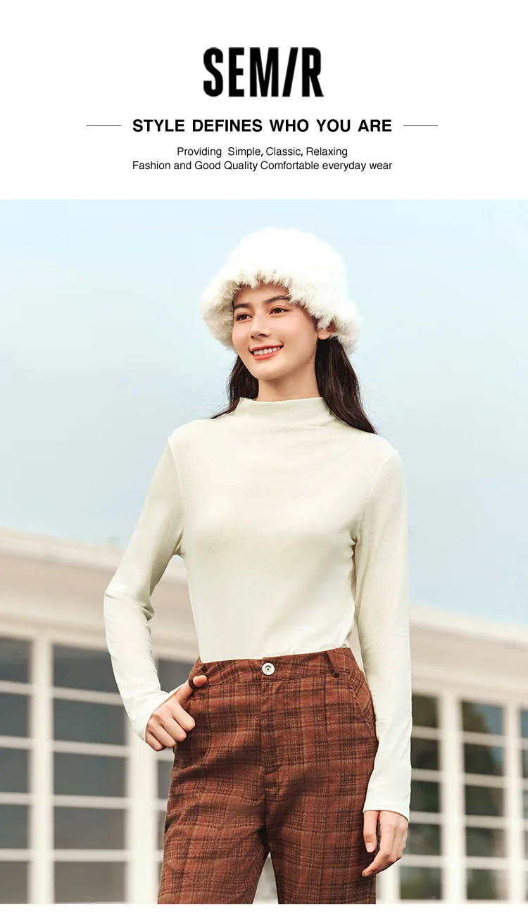 Semir Women Tshirt Thermal Antibacterial Half Turtleneck Solid Slim Fit Long Sleeve 2026 Everyday Layering Base Top
