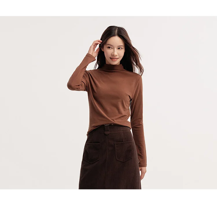 Semir Women Tshirt Thermal Antibacterial Half Turtleneck Solid Slim Fit Long Sleeve 2026 Everyday Layering Base Top