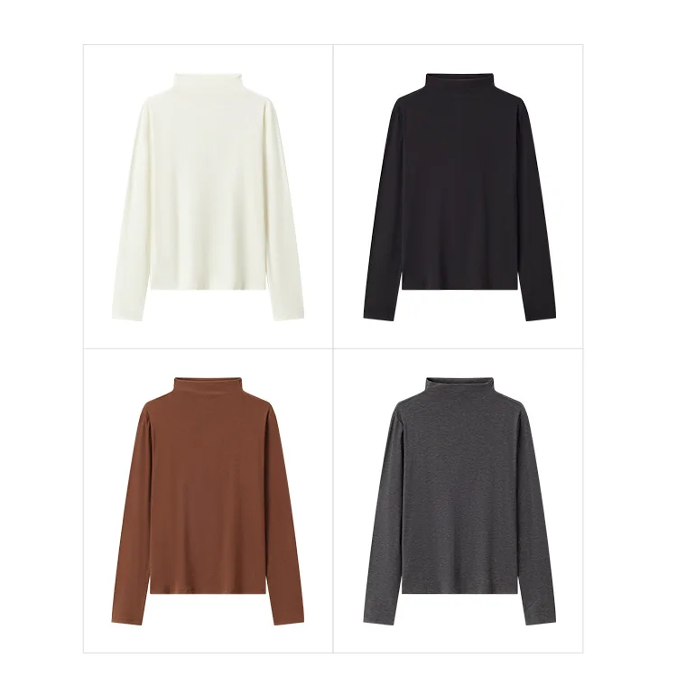 Semir Women Tshirt Thermal Antibacterial Half Turtleneck Solid Slim Fit Long Sleeve 2026 Everyday Layering Base Top
