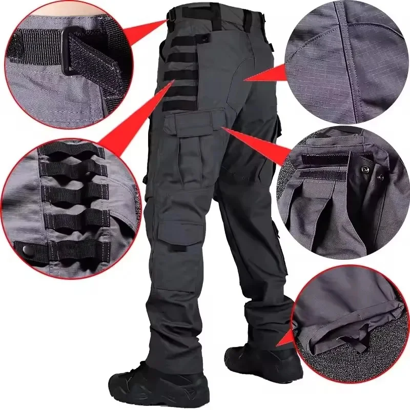 Tactical Pants Men Multi-Pocket Outdoor Cargo Pants Military Combat Trousers Men's Wear-Resistant Hiking Work Trousers Male