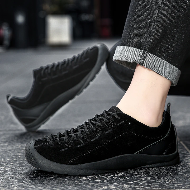 Outdoor Men's Hiking Shoes British-Style Leather Low-Cut Sneakers Comfortable Couple Hiking Travel Multifunctional Casual Shoes
