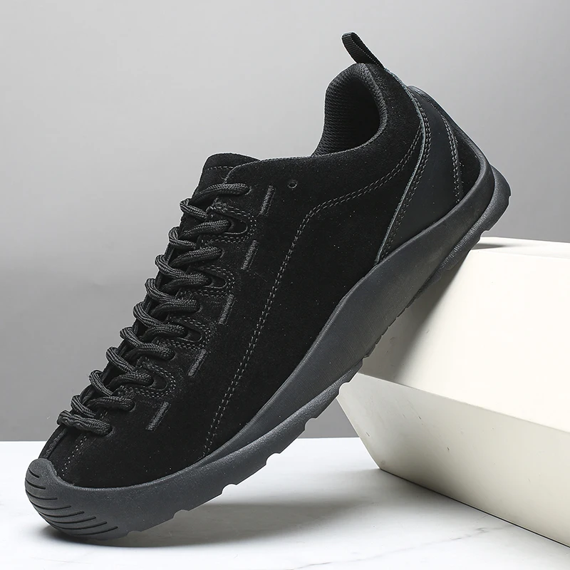 Outdoor Men's Hiking Shoes British-Style Leather Low-Cut Sneakers Comfortable Couple Hiking Travel Multifunctional Casual Shoes