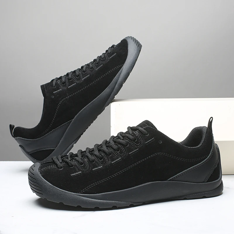 Outdoor Men's Hiking Shoes British-Style Leather Low-Cut Sneakers Comfortable Couple Hiking Travel Multifunctional Casual Shoes