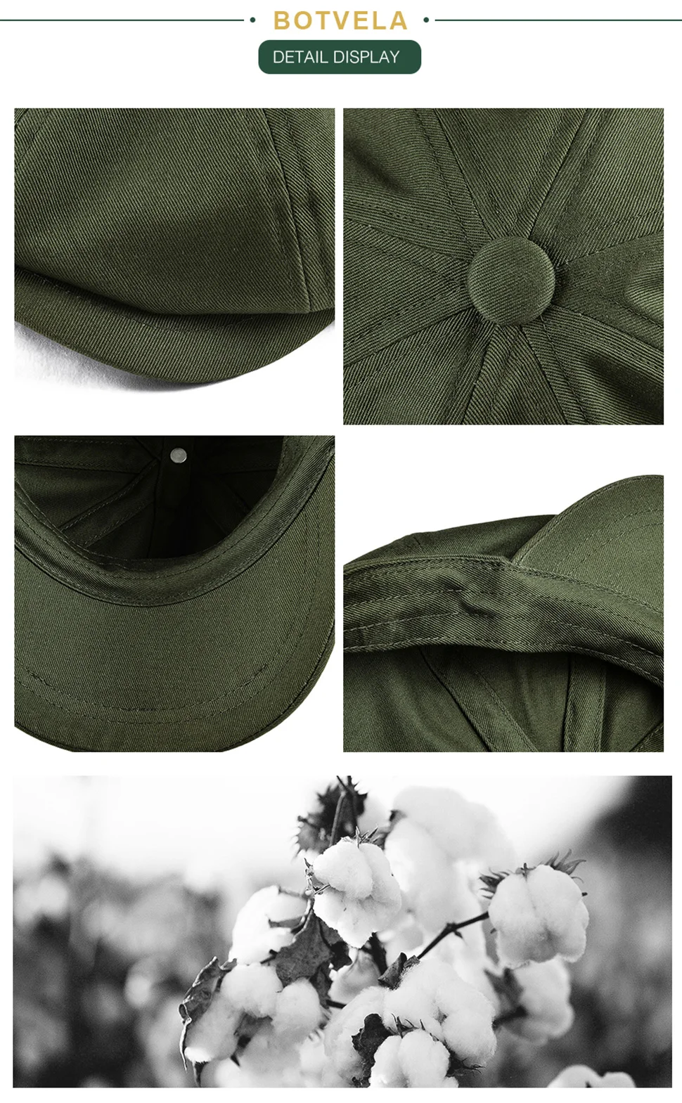 BOTVELA Newsboy Cap Men's Twill Cotton Hat 8 Panel Hat Baker Caps Retro Gatsby Hats Casual Brand Cap Cabbie Apple Beret for Male