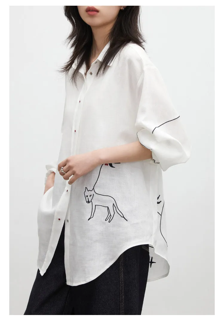 CHIC VEN Fashion Women Shirt White Single-breasted Loose Casual Long Sleeve Pony Embroidered Female Blouses Spring Summer 2026