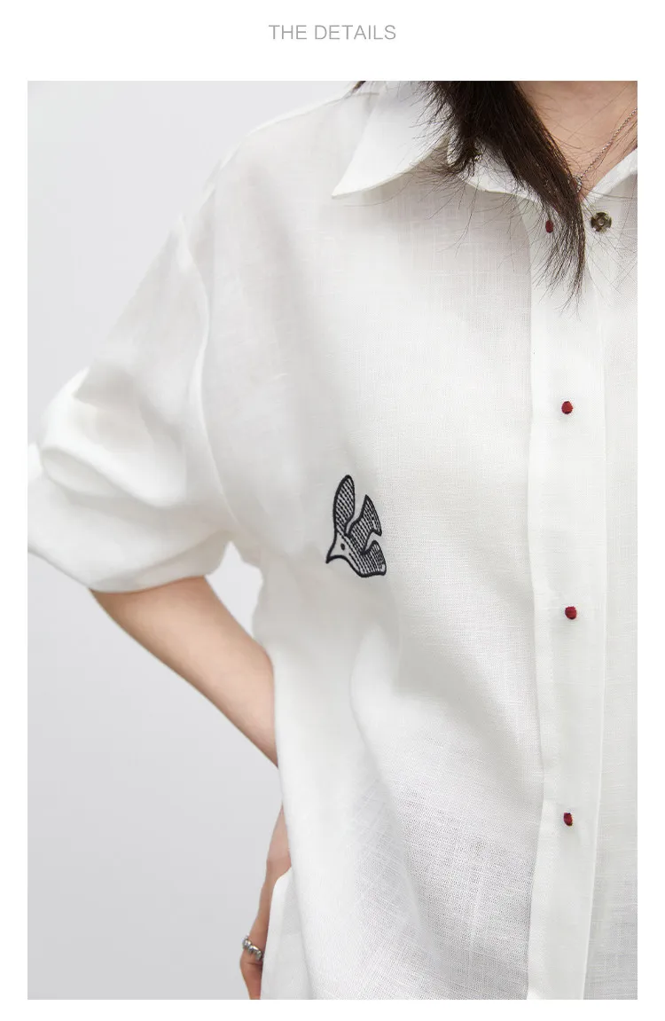 CHIC VEN Fashion Women Shirt White Single-breasted Loose Casual Long Sleeve Pony Embroidered Female Blouses Spring Summer 2026