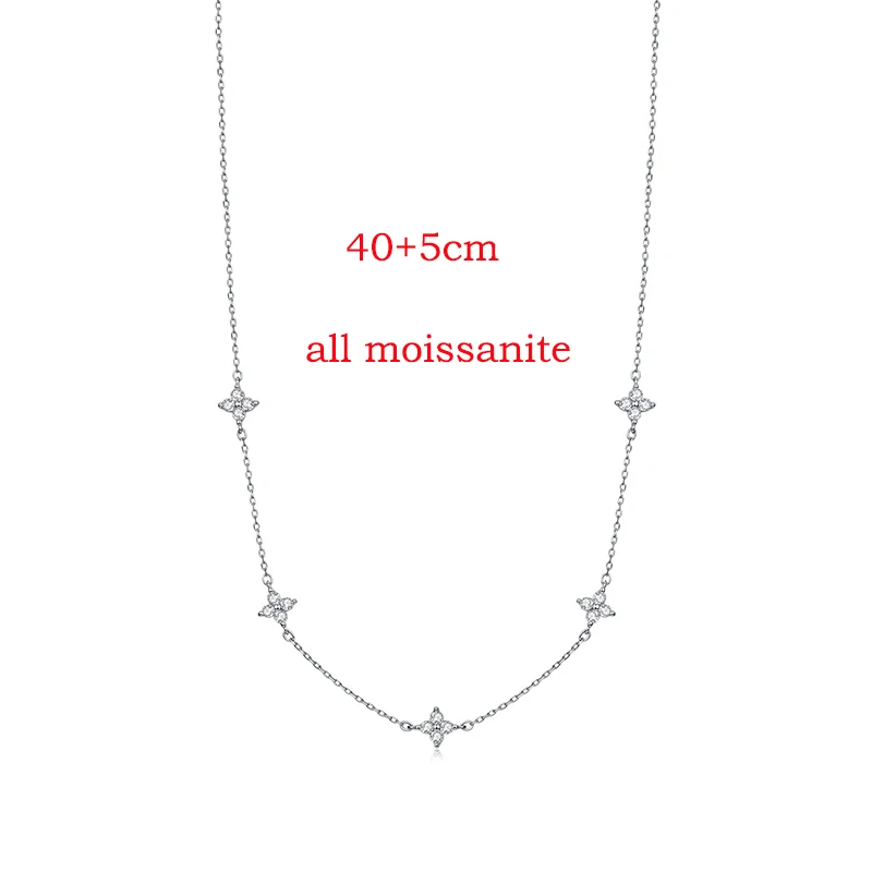 Smyoue D Vvs1 Excellent Cut Moissanite Four Leaves Necklace for Women Lab Diamond 18k Plated Wedding Chain S925 Sterling Silver