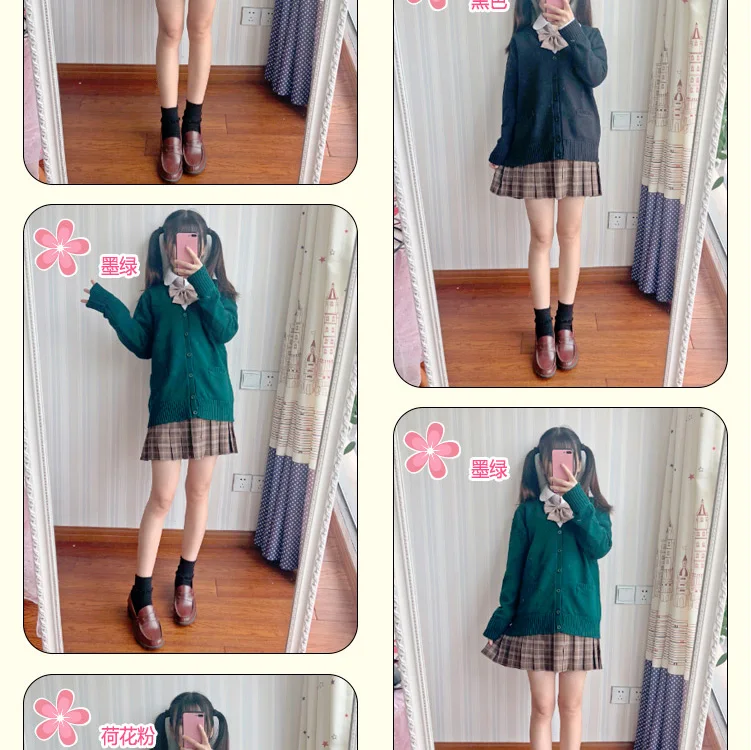 Japan school sweater Spring and autumn 100% V-neck cotton knitted sweater JK uniforms cardigan multicolor girls student cosplay