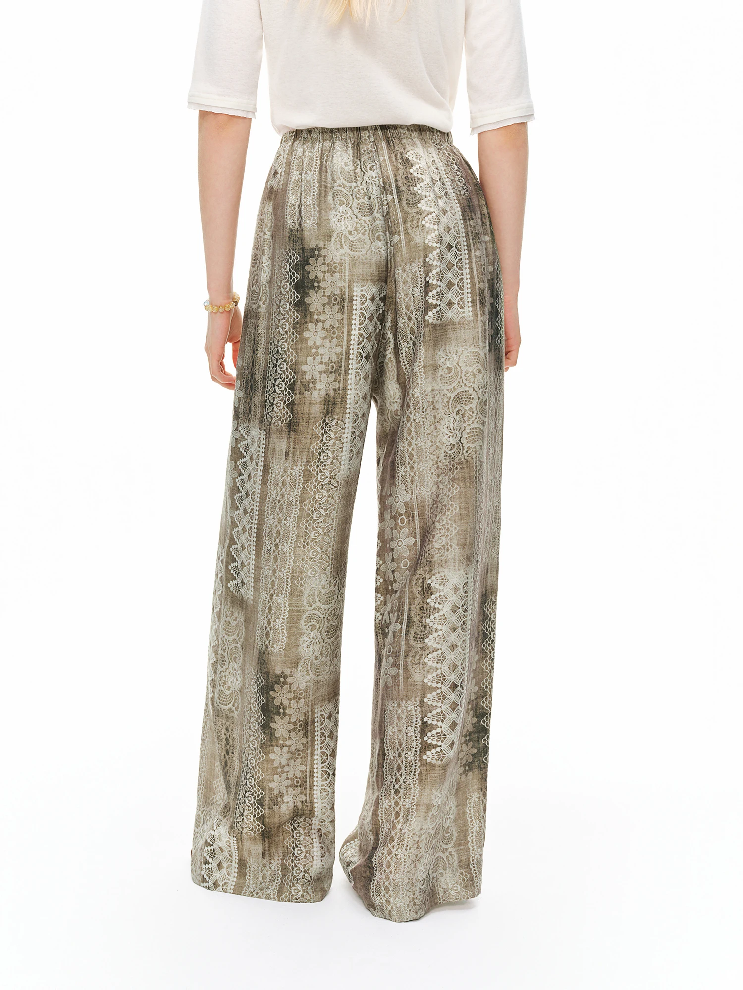 DUSHU Women 2026 Summer New Vacation Style Linen Blend Wide Leg Pants Loose Casual Straight Trousers Figure-Friendly Multi-Size