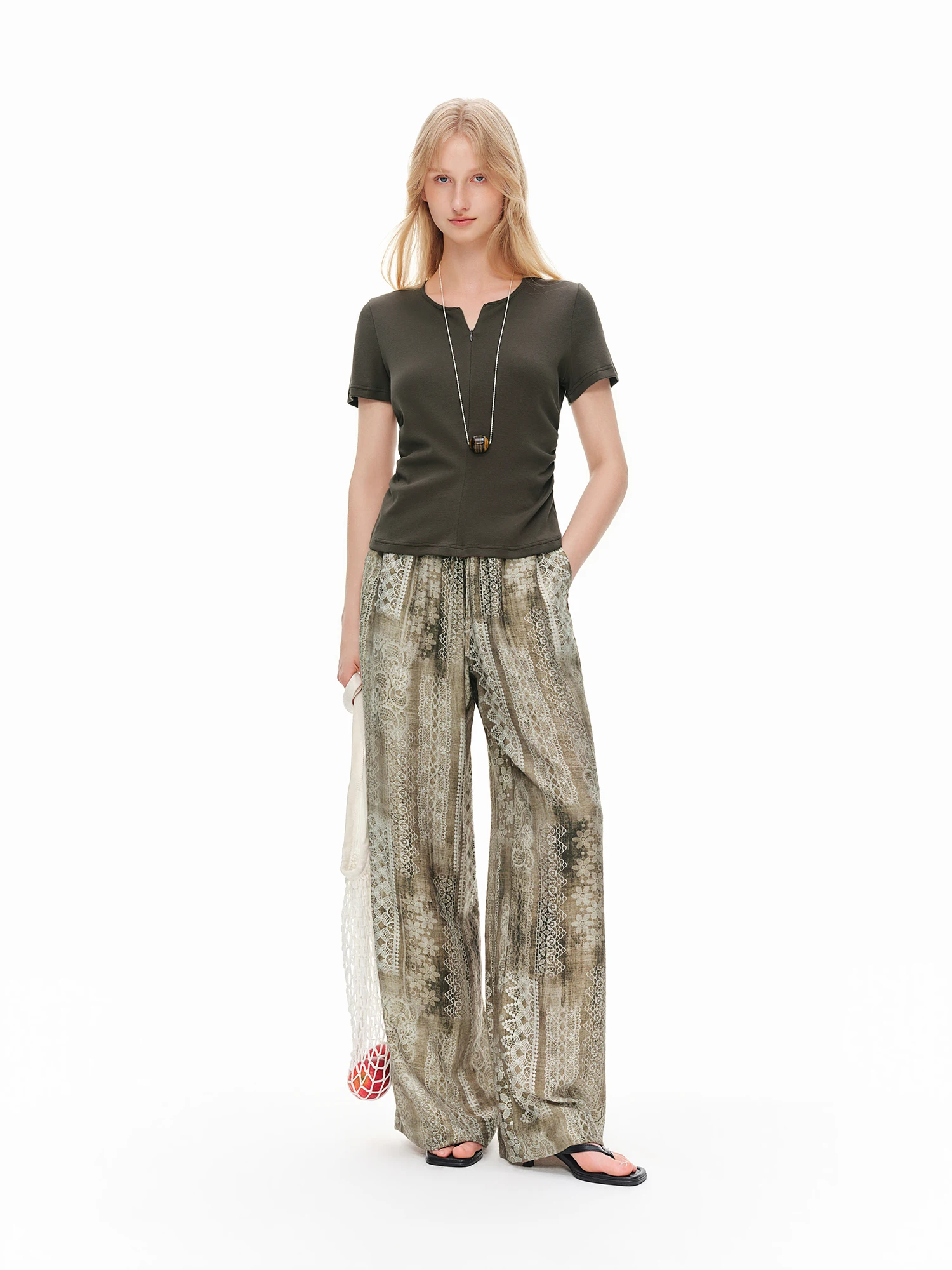 DUSHU Women 2026 Summer New Vacation Style Linen Blend Wide Leg Pants Loose Casual Straight Trousers Figure-Friendly Multi-Size