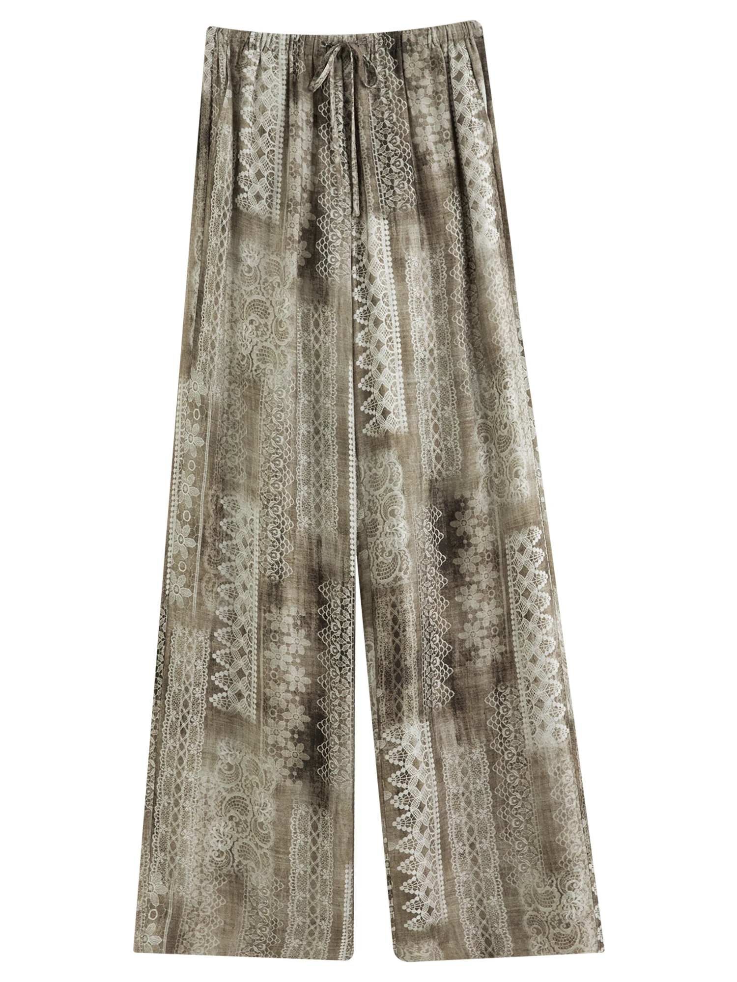 DUSHU Women 2026 Summer New Vacation Style Linen Blend Wide Leg Pants Loose Casual Straight Trousers Figure-Friendly Multi-Size