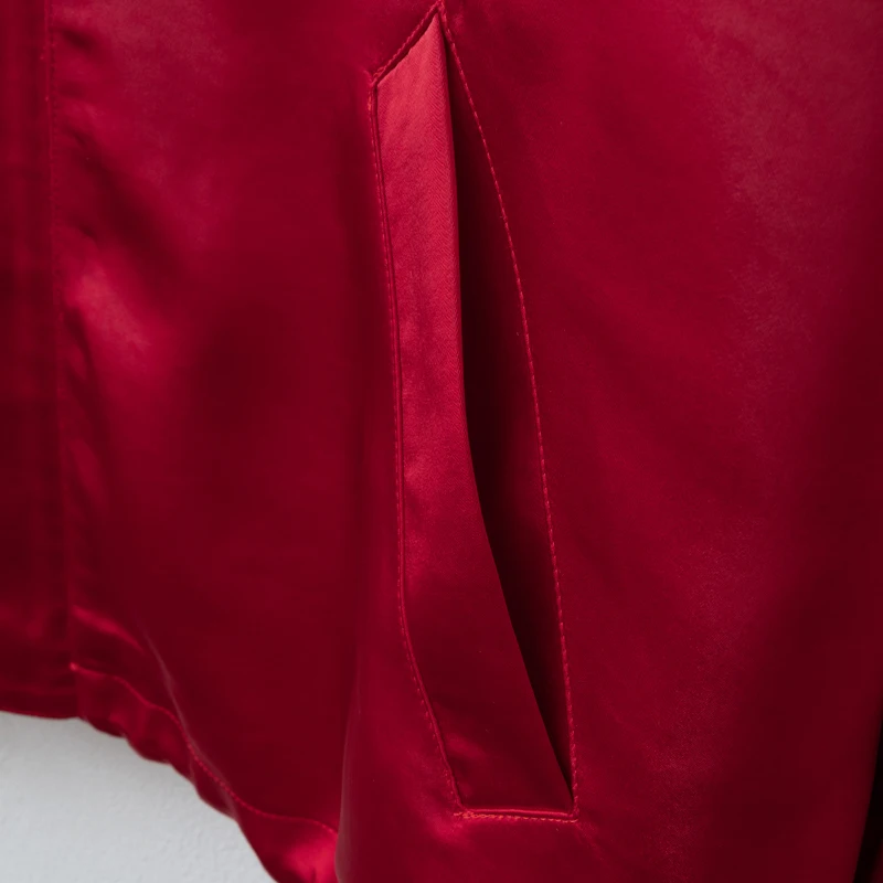 2026 Women Fall Autumn Satin Red Sports style Jacket and Pants sets