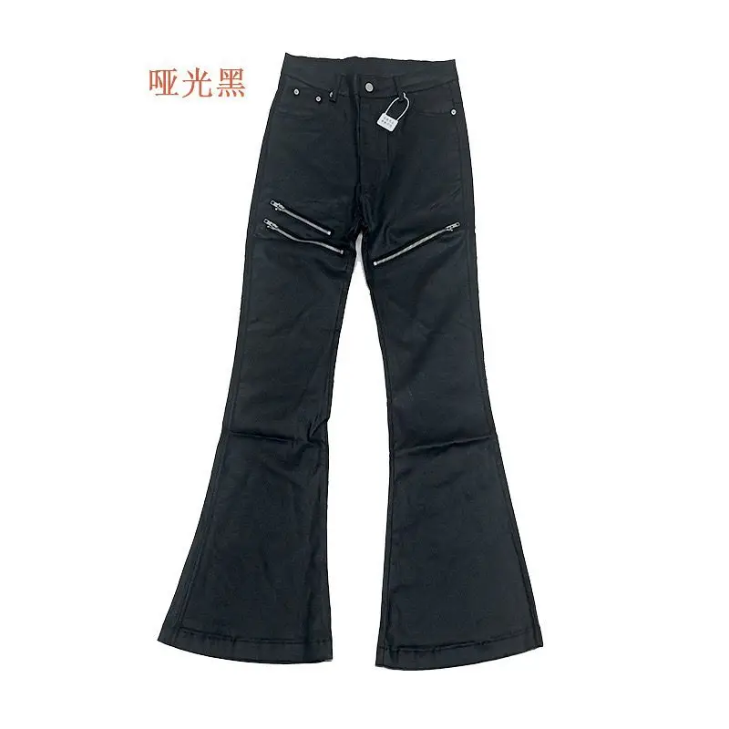 2026 fashionable erd liquid metal coated jeans brushed wax pants hot style high street luxury style black and red
