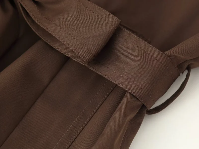 2026 Urban Style Spring Short Trench Coat Women Stand Collar Double Breasted Belted Casual Comfortable Outwear for Daily Travel