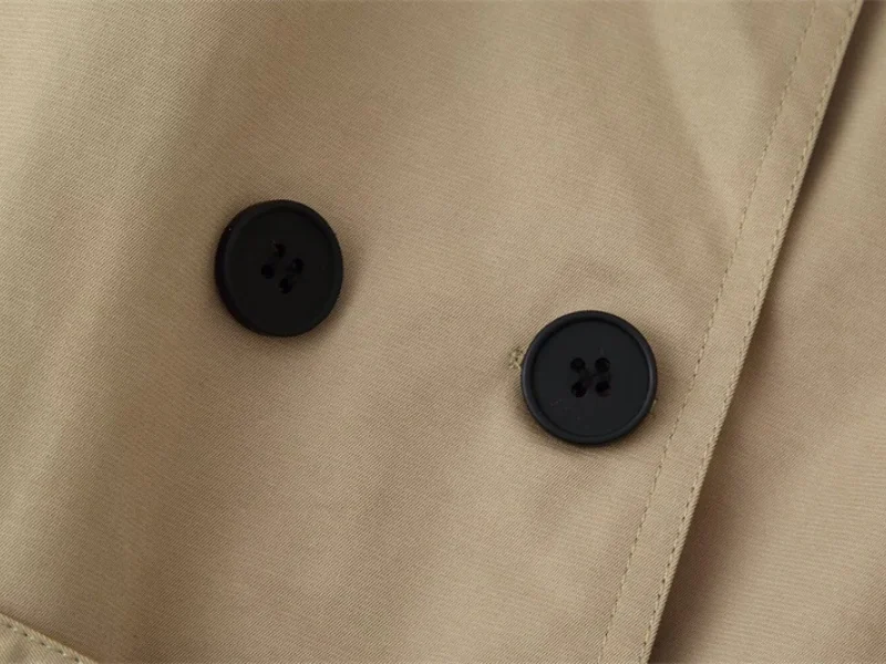 2026 Urban Style Spring Short Trench Coat Women Stand Collar Double Breasted Belted Casual Comfortable Outwear for Daily Travel