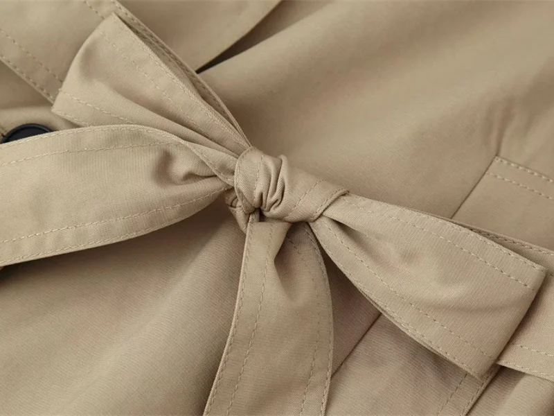 2026 Urban Style Spring Short Trench Coat Women Stand Collar Double Breasted Belted Casual Comfortable Outwear for Daily Travel