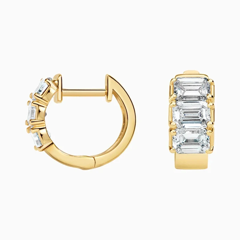 Lnkry Certified 0.8ct Emerald Cut Moissanite Earring Exquisite 14k Gold Filled Circel Earrings For Women Brilliant Wedding Jewel
