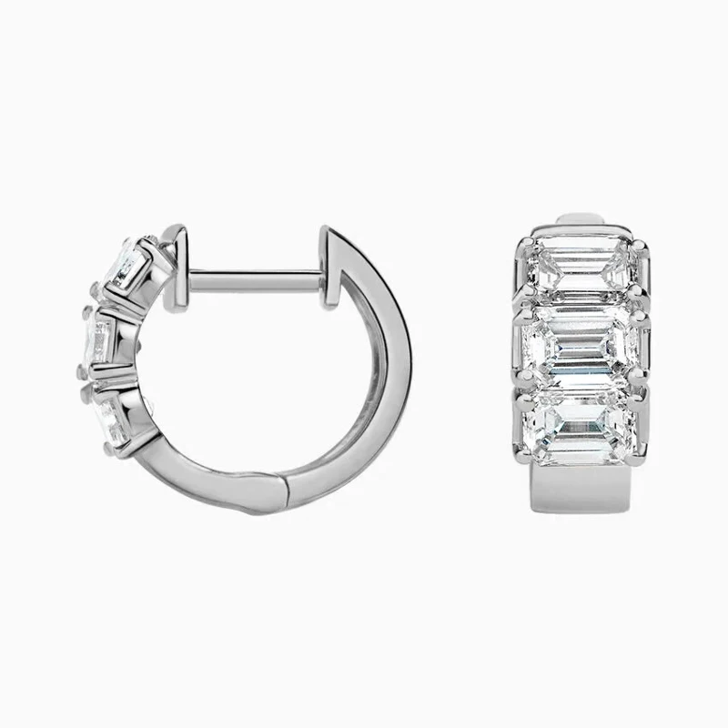 Lnkry Certified 0.8ct Emerald Cut Moissanite Earring Exquisite 14k Gold Filled Circel Earrings For Women Brilliant Wedding Jewel