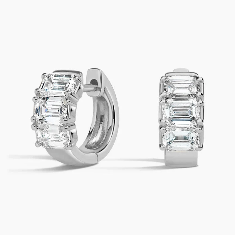 Lnkry Certified 0.8ct Emerald Cut Moissanite Earring Exquisite 14k Gold Filled Circel Earrings For Women Brilliant Wedding Jewel