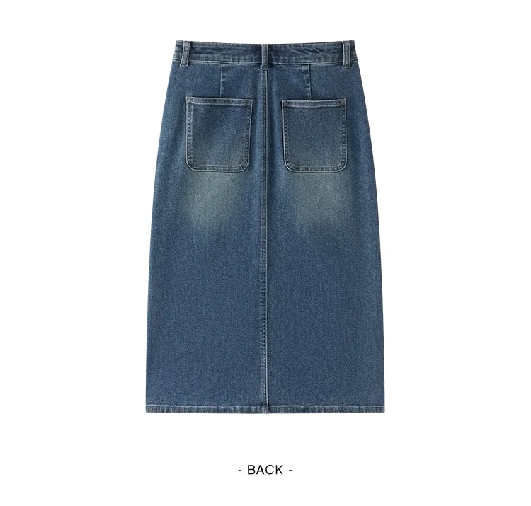 Semir Women Skirt Denim Slit Straight Long Slim Retro Street Style Autumn Bottoms Comfortable Urban Daily Wear 2026